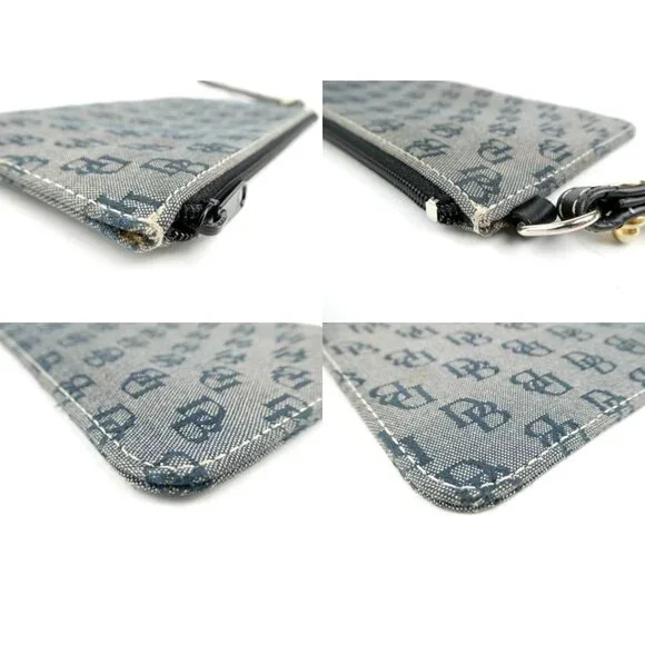 Dooney & Bourke Monogram Navy Black Canvas Wristlet/Clutch - Picture 16 of 16
